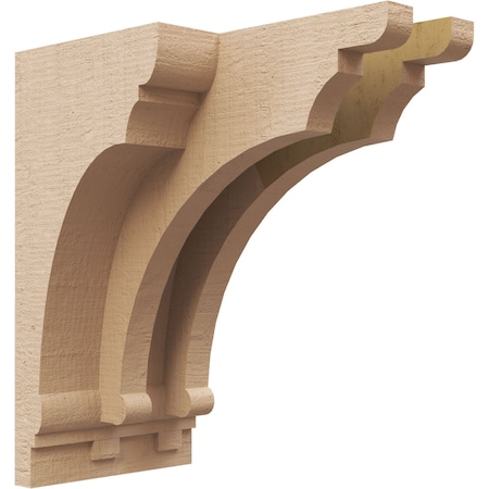 Ekena Millwork 4"W x 4"D x 8"H Wide Hughes Rough Cedar Woodgrain TimberThane Corbel, Primed Tan CORUR04X04X08HUGRCPR